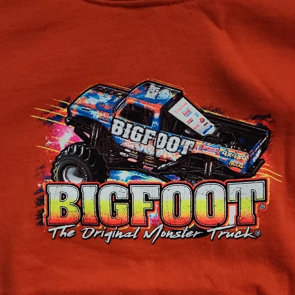 Gildan Kids Bigfoot Monster Truck Hoodie - Orange - Picture 4 of 5